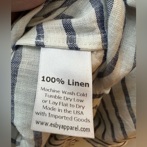 ESBY APPAREL- Gemma Sheer Striped 100% Linen Maxi Caftan Dress - 3X / 4X - Picture 12 of 15